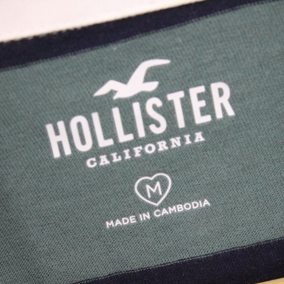 Hollister Polo Shirt Women's Casual Multicolor Striped Long Sleeve Cropped SZ M - Picture 4 of 7